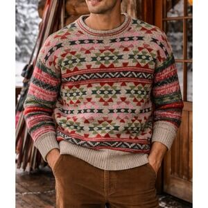 VTG Y2K Aeropostale Mens Aztec Southwestern Sweater Sz S Cozy Cabin Grandpacore